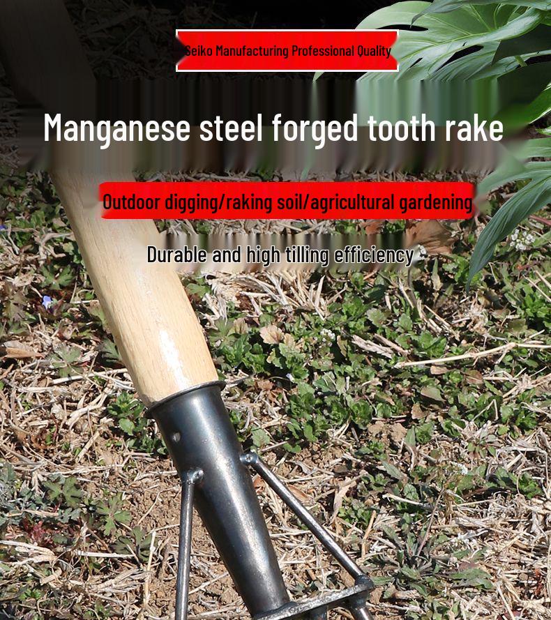Five-Tooth All-Steel Rake for Beach, Clam Digging, and Gathering Seafood