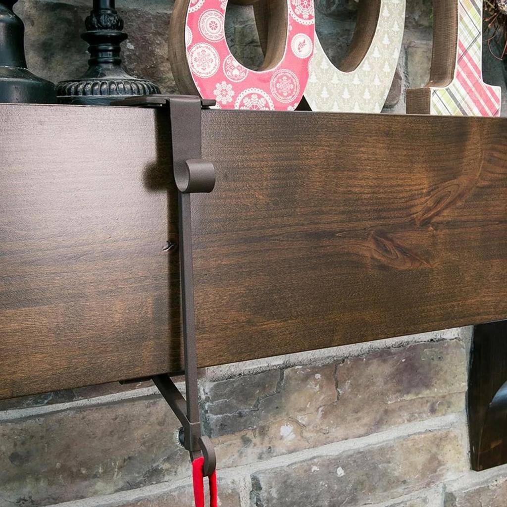 Fireplace Stocking Hanger Wear Resist Adjustable Wreath Hooks Multi-Purpose Double Mantel Hangers for Home Decoration