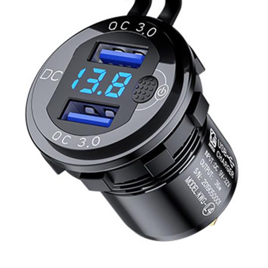 Car Charger Dual USB Quick Charge Waterproof 36W QC3.0 12-24V