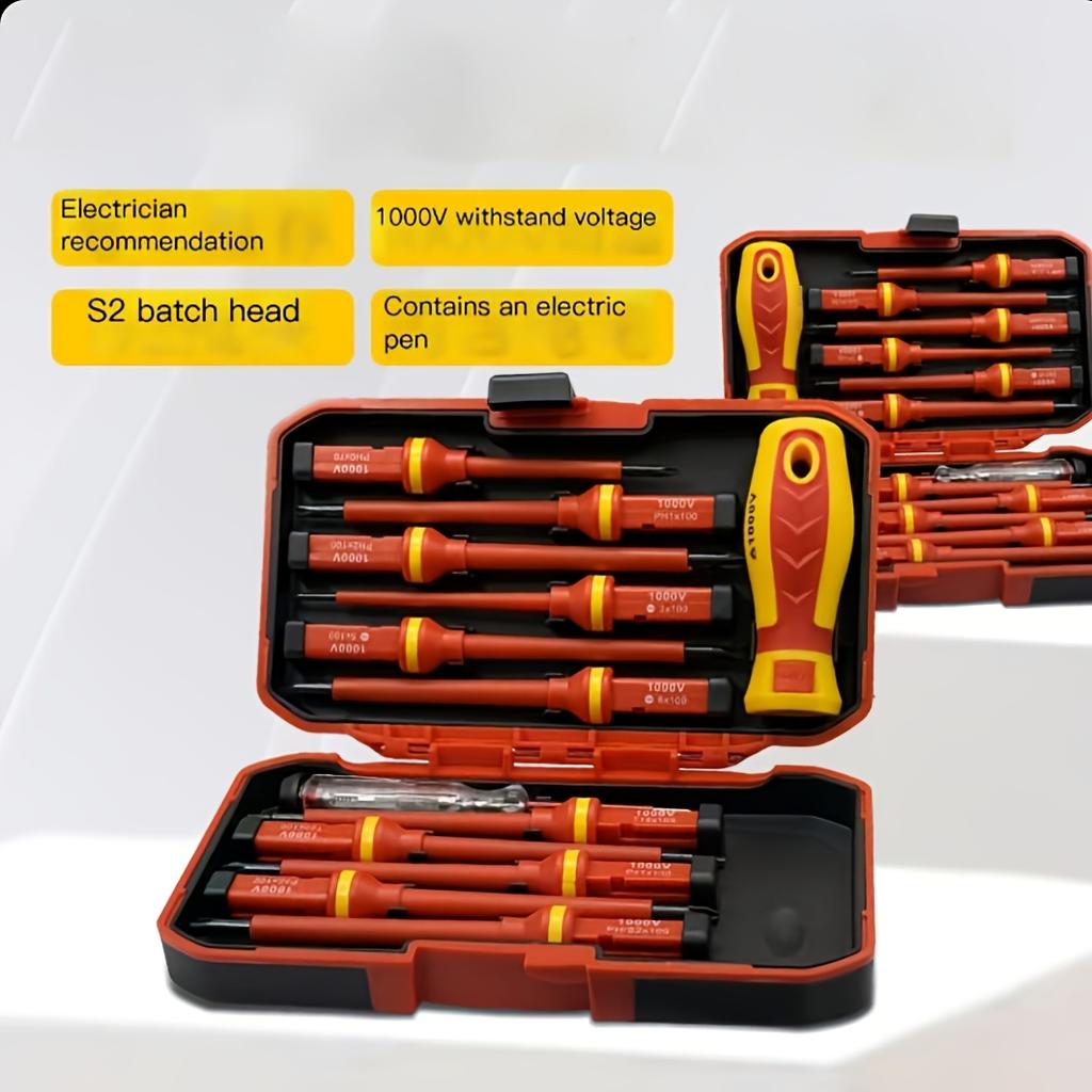 13pcs Magnetic Screwdriver Set with Interchangeable Bits - Durable Steel, Ideal for Electricians & DIY Repairs