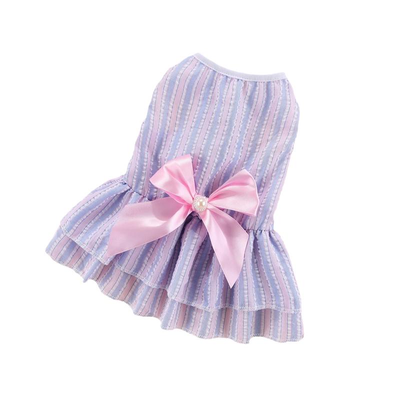 Cat Puppy Princess Dress Summer Pet Clothes Striped Plaid Dresses with Bow for Cats Kitten Rabbit Sphynx Clothing Ropa Para Gato