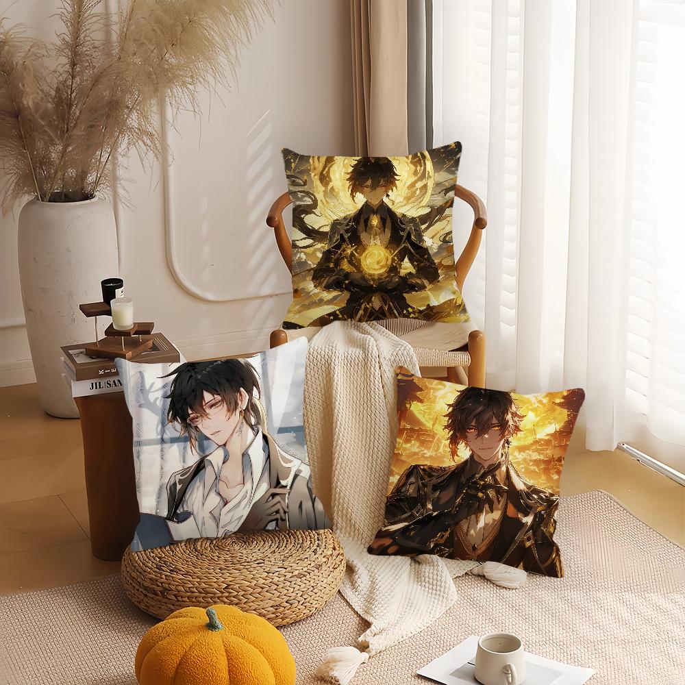 Game Genshin Impact Zhongli Pillow Case Home Cushion Cover Suitable For Office Sofa Car Suitable For All Seasons