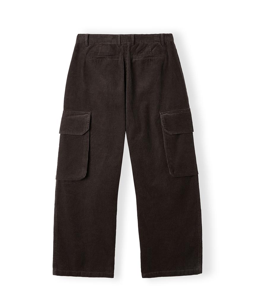 HOOVES Corduroy Single-Pleat Cargo Pants [Deep Brown]