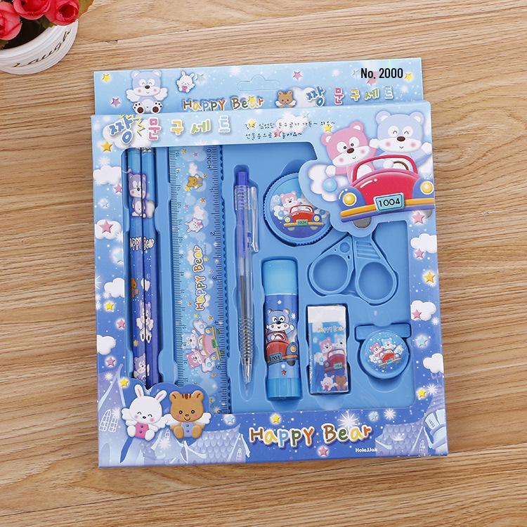 Creative Cartoon Stationery Set - 9-Piece Gift for Primary Students & Children's Learning Prizes