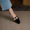 Fashion 2025 Spring Women Shoes Patent Leather Solid Color T-shaped Buckle Square Toe Chunky Heel Versatile Single Shoes Item No.1302