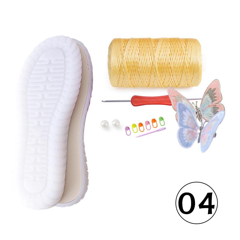 1 Set Hand-woven Hook Rubber Sole Bottom Anti-kick Hollow Line DIY Butterfly Summer Girls Sandals DIY Shoes Crocheted Material