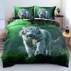 3Pcs Bedding Featuring A White Tiger Design - Duvet Cover With Blue-Eyed White Tiger And Two Pillowcases -For Bedroom Decor