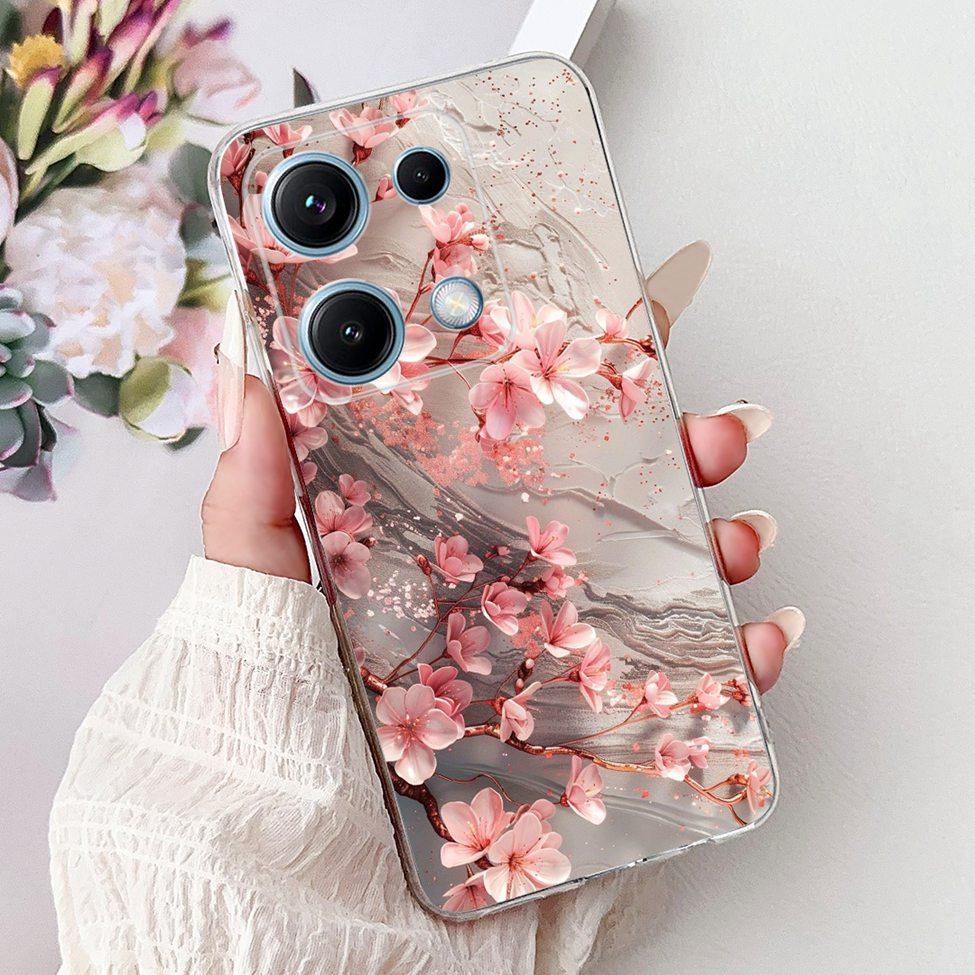Clear For Redmi Note 14S 4G Case Cover Luxury Butterfly Love Fashion Flowers Cool Lion Cute Painted Soft Casing