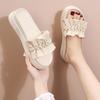 Pearl slippers women's 2025 summer thick-bottomed outer wear Internet celebrity leisure ins thick-bottomed non-slip beach sandals