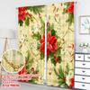 2pcs 2D flat printing Popular Christmas curtains Christmas Poinsettias Holly Garland Digital Printed Polyester Drapes Holiday
