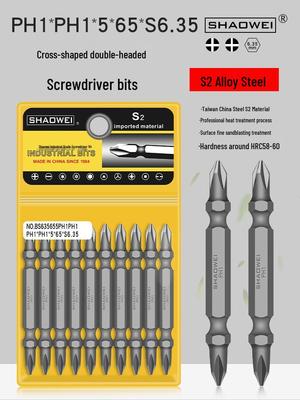 Dual-Use Magnetic Phillips PH1 Double-Headed Screwdriver Bit 5-65mm 6.35