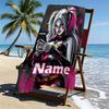 Custom Name Personalized Harley Quinn Joker Print Beach Towel, for Trip Camping Beach Party Home Decor, Birthday Gift for Family & Friends