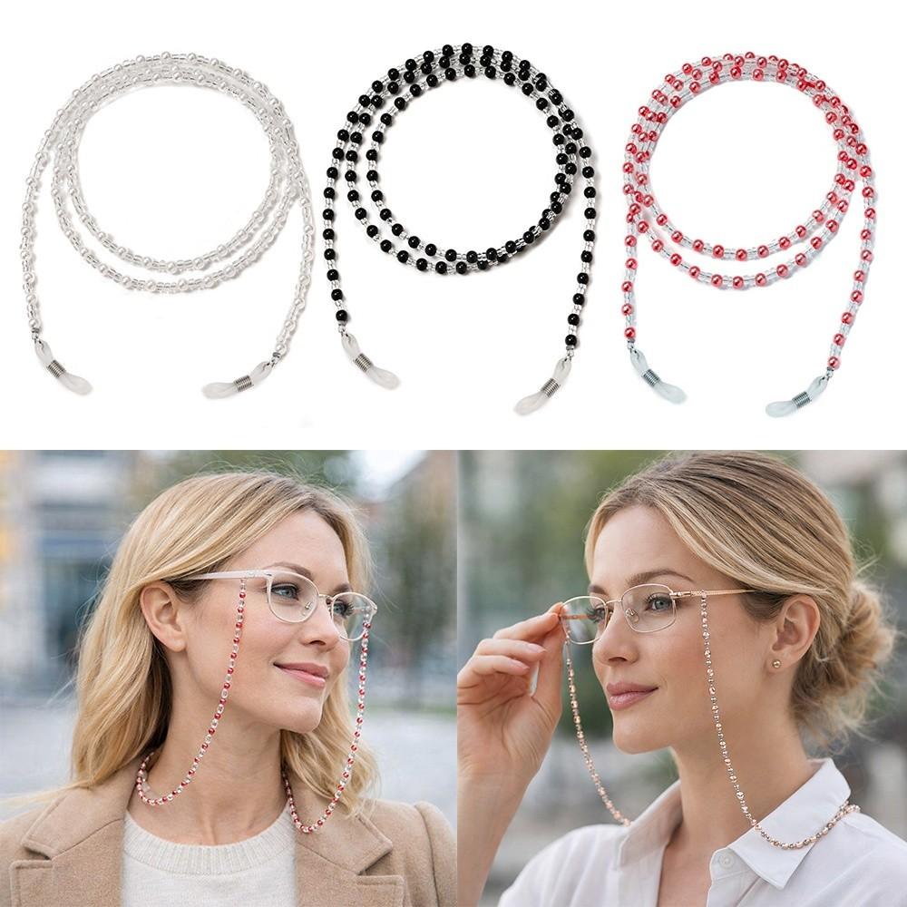 Fashion Crystal Beads Eyeglass Holder Beaded Anti Drop Glasses Chain Cord Holder Nonslip Glasses Straps Women Men