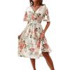 Cross-Border Plus Size Floral Slimming Vacation Dress for Women