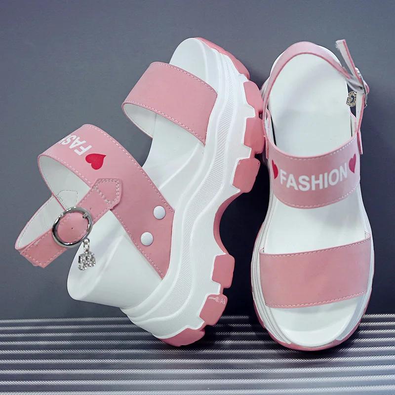 Fashion Platform Sandals Women 2025 New Summer Chunky High Heels Female Wedges Shoes for Women Fish Toe Red Roman Sandalia Feminina