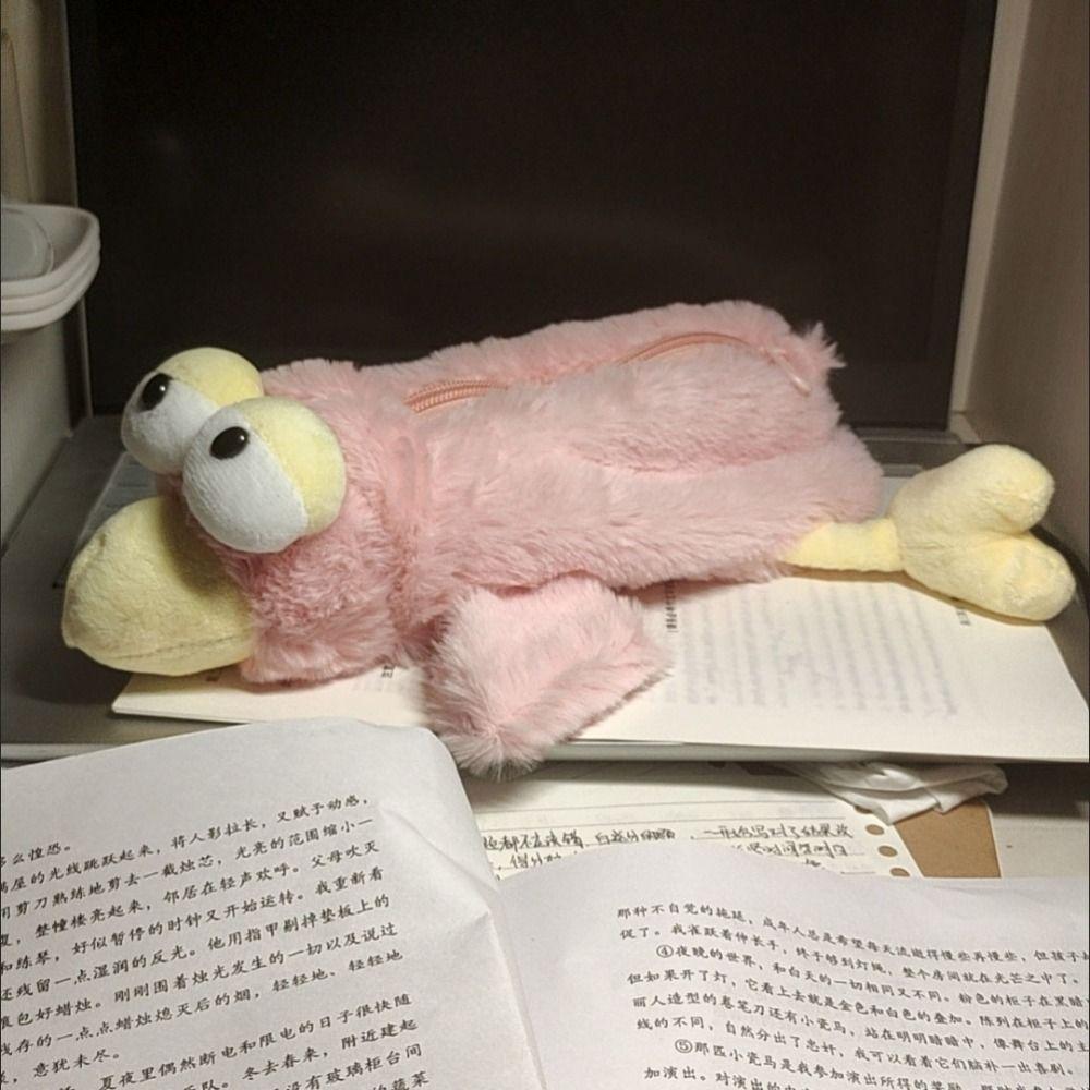 Large Capacity Plush Pencil Case Stationery Organizer Big Eyes Bird Pencil Pouch School Supplies