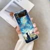 Oil Painting Black Cat Starry Sky Phone Case for Samsung Galaxy Z Flip 7 Flip 6 5 4 3 5G Folding Cover for Z Flip7 Flip5 Fundas