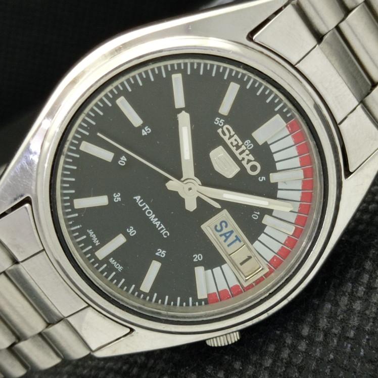 

USED VINTAGE SEIKO 5 AUTO 7009A JAPAN MENS D/D BLACK WATCH 608e-a315977-9 SKU608e-a315977