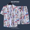 Men's Hawaiian Style Floral Summer Short Sleeve Shirt & Shorts Set