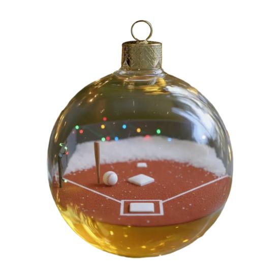 Sports Ball Christmas Ornaments 3D Snow Ball Ornament with Sports-Themed Micro Scenes Clear Plastic Hanging Ball for Xmas Tree Home Decor