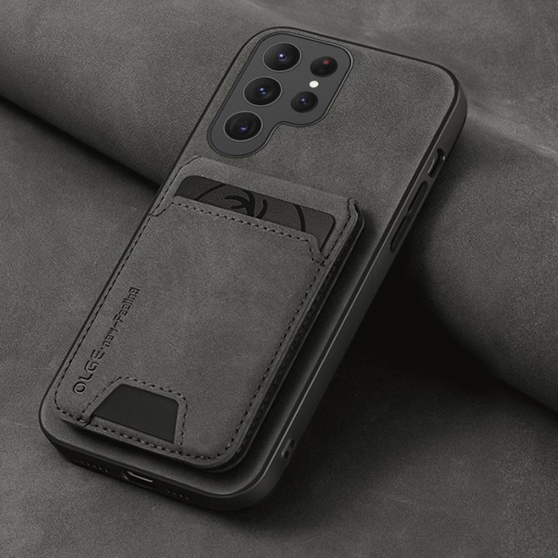 New Solid Color Leather Wallet Card Slot Bracket Phone Case For Samsung S24 Ultra S22 S20 S21 S23 FE Note 10 20 Ultra Plus Cover