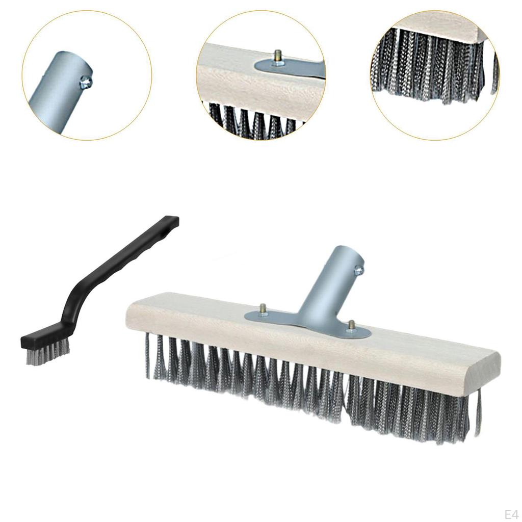 Deck Scrub Brush Head Stainless Steel Wire Rough Multi Purpose Push Broom Scrubber
