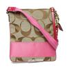 COACH Signature Diagonal Shoulder Bag leather Khaki x Pink Women 10129 Used