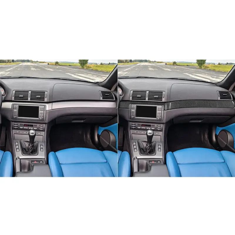For BMW E46 1998-2005 Carbon Fiber Trument Central Center Panel Trim Strip Car Interior Accessories Decorative Stickers