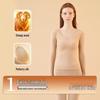Women's Lace V-neck Warm Lingerie Set: Seamless Slimming Antibacterial Base Layer for Autumn and Winter