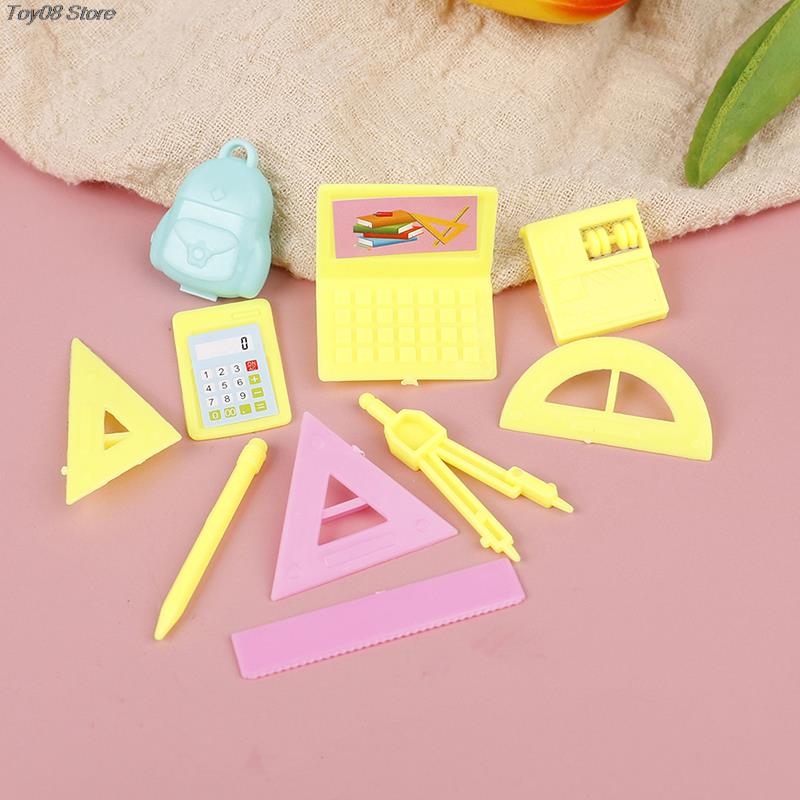 Dollhouse Mini Simulation Miniature Creative School Supplies School Bag Combination Set Doll School Bag Doll Gift Furniture Book