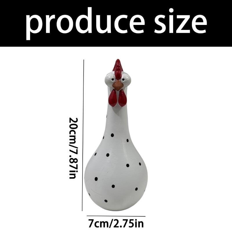 Colorful Dot Rooster Shape Flower Vases Unique Resin Long Neck Chicken Sculpture For Living Room Office Decoration