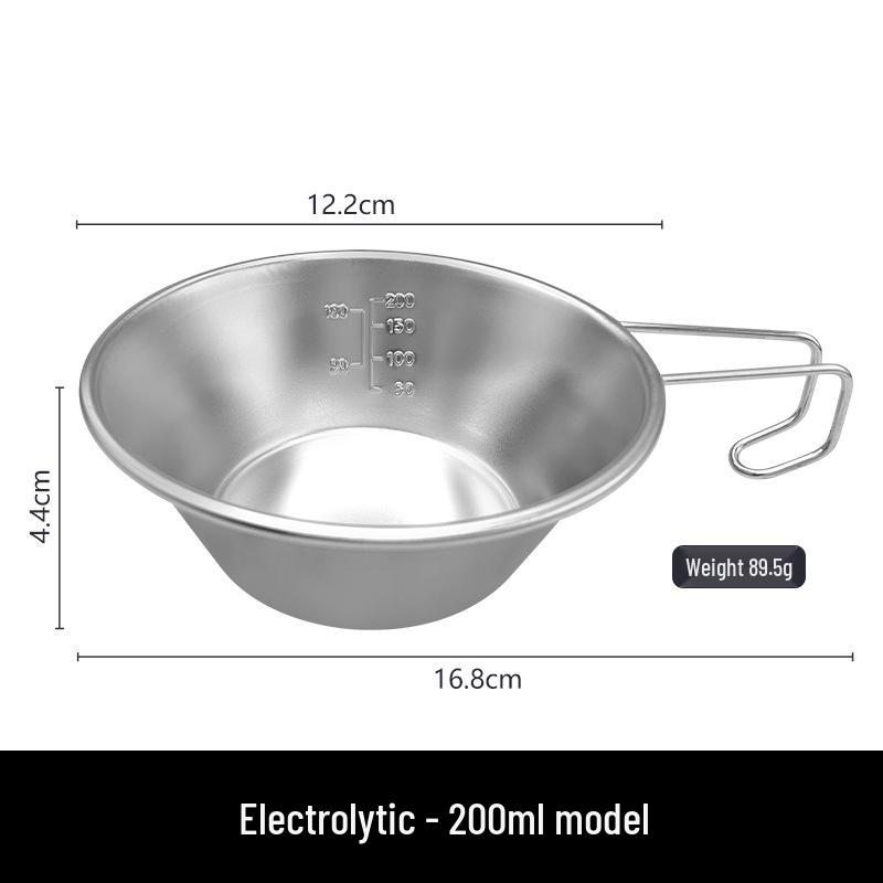 Portable 304 Stainless Steel Camping Bowl - Lightweight Tableware for BBQ & Picnics