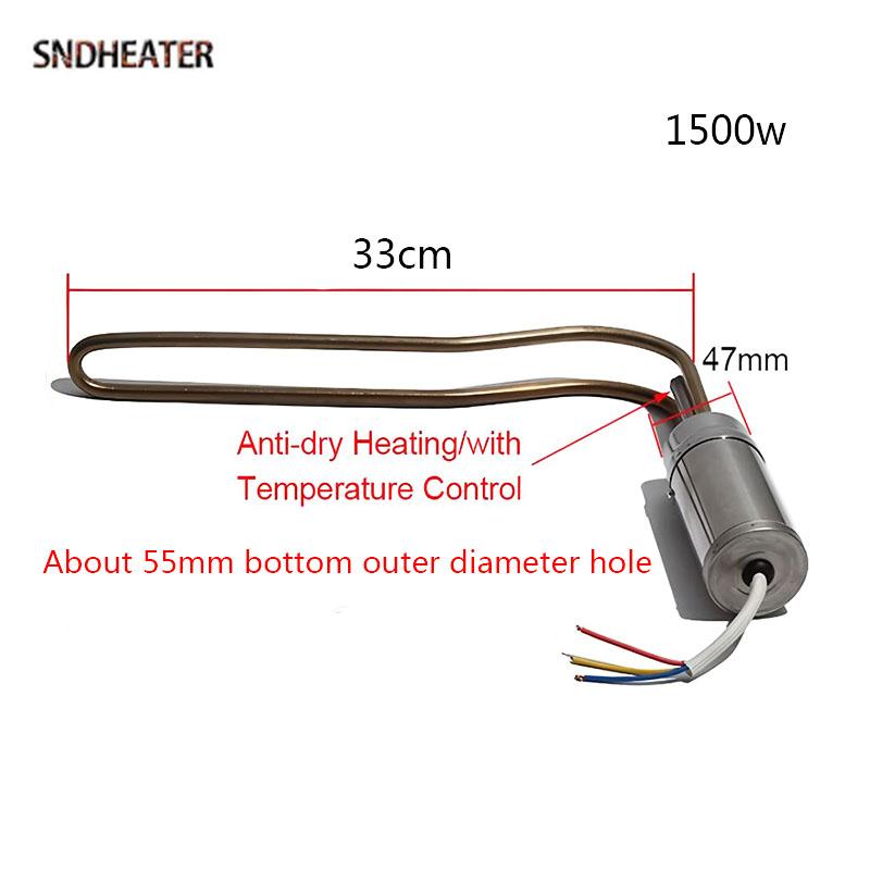 SNDHEATER Electric Water Heater Bottom Inserted 47MM Dia. Solar Heating Element with Temperature Controller 40CM 2000W Anti-UV 220V