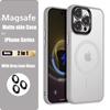 Translucent Frosted Glass Lens Protector Magnetic Case for iPhone 15 14 13 12 11 Pro Max 15Plus Shockproof Wireless Charge Cover