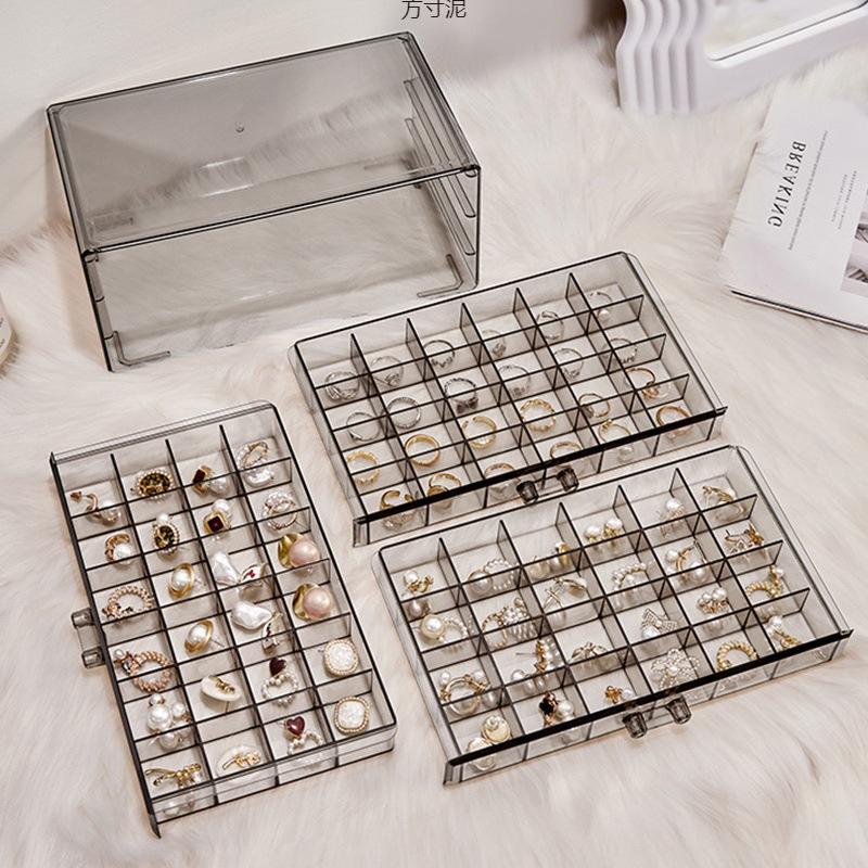 Jewelry Storage Box Transparent Multi-layer Large Capacity Ring Earrings Necklace Bracelet Home Internet Celebrity Drawer