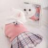 Jupe Plaid JK Tricotée pour Animal de Compagnie Design Confortable Robe pour Chien Uniforme Scolaire Vêtements pour Chat Chihuahua