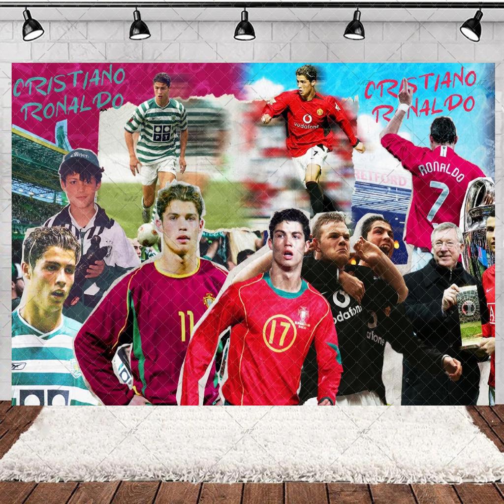 Spanish Football Player Theme Party Decoratiaons Soccer Star Balloon Set Boy Birthday Party Supplies Cr&7 Backdrop Banner Props