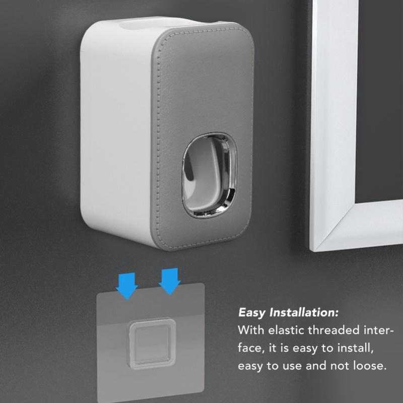 Toothpaste Dispenser Full Automatic Wall Mounted Hands Free Easy Operation Toothpaste Squeezer For Bathroom Hotel Gray