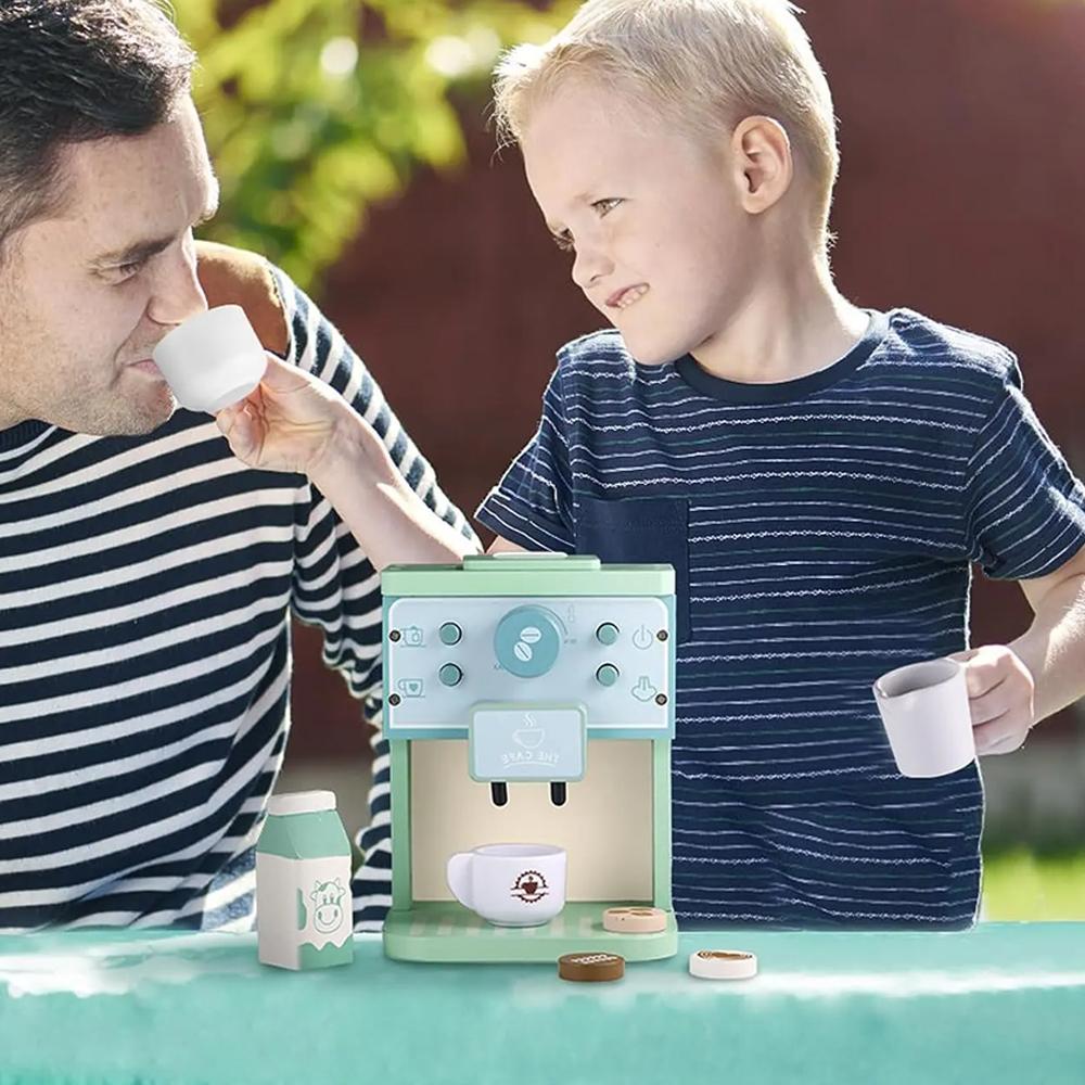 Simulated Coffee Machine & Pretend Cookie Maker Set Wooden Toys for Playing House Kitchen Fun Toys Children's Role Playing