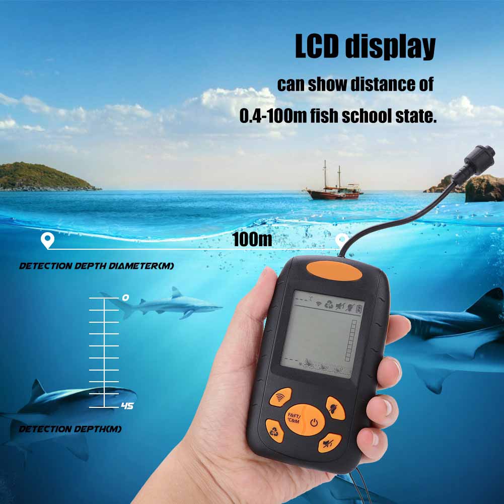 Portable Fish School Oltrasonic Fishfinder Fishing with LCD Display 0.4M 100M