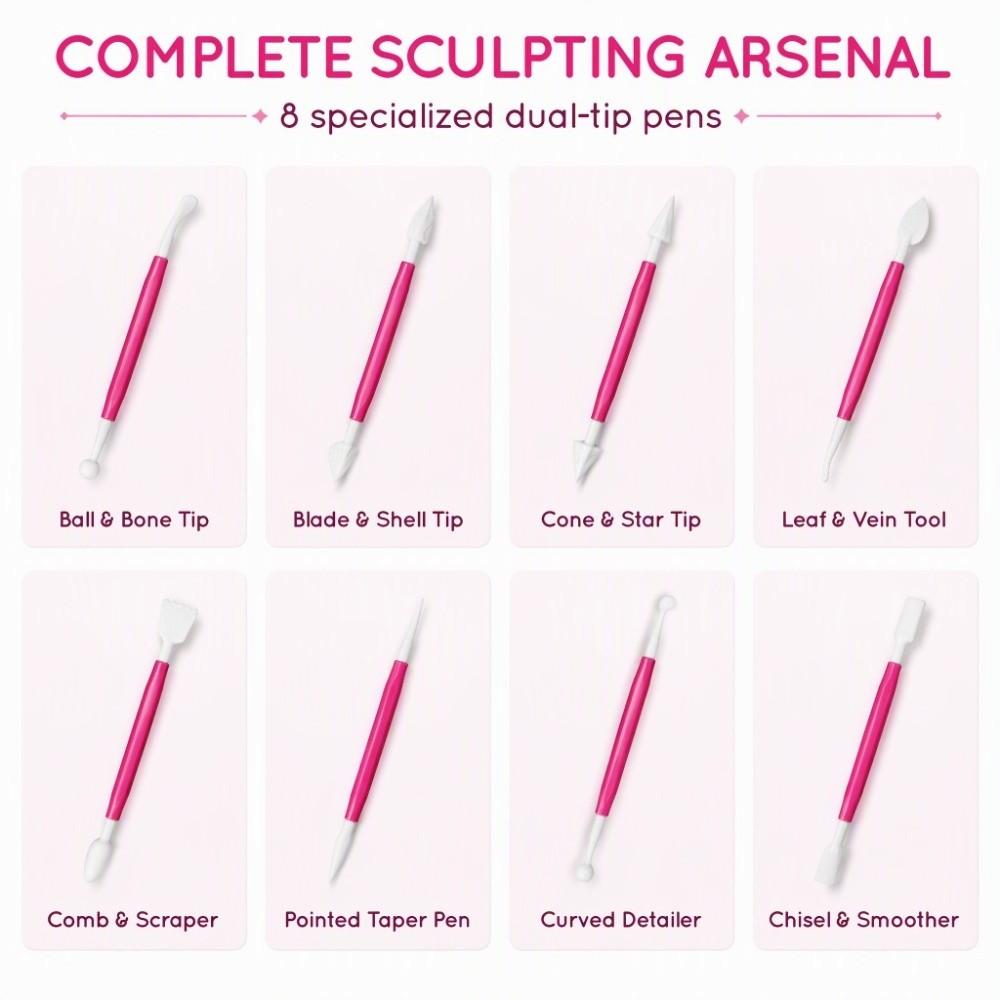 8Pcs Fondant Decorating Tool Set Double Ended Cake Decorating Tools Kit  For Beginners