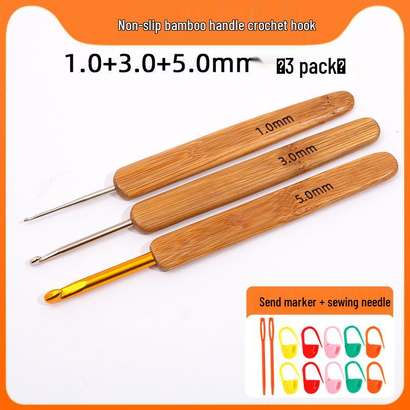 Carbonized Bamboo Crochet Yarn & Knitting Tool Set with Extra-Fine Old-Fashioned Bamboo Handle Set