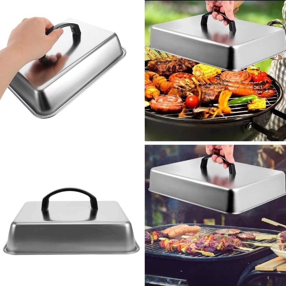 Stainless Steel Cheese Melting Dome Heat Resistant Rectangular Basting Cover  Grill Accessories