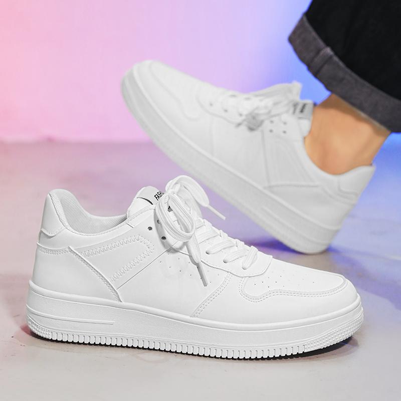Men's Sneakers Casual Sports Shoes for Men Lightweight PU Leather Breathable Shoe Mens Flat White Tenis Shoes Zapatillas Hombre