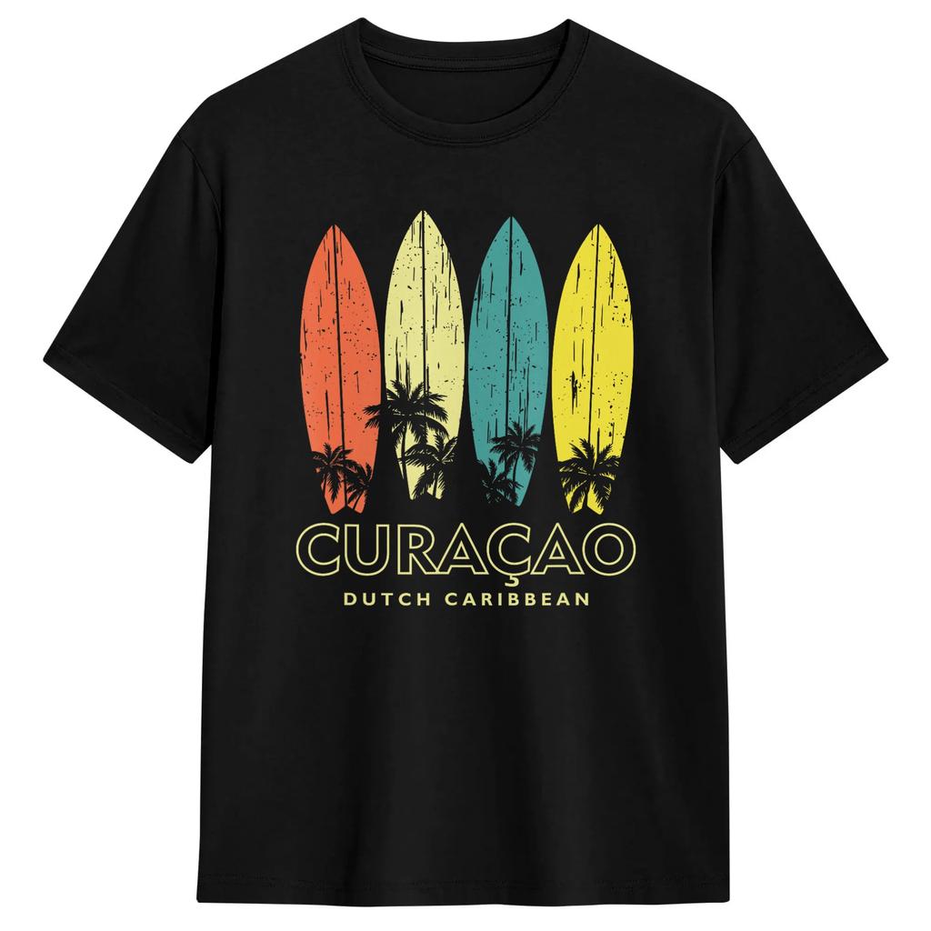 Casual T Shirt Beach Curacao Flag Inspired Motivational Quote Design Novelty T Shirts Cotton Tshirt Short Sleeve Tops