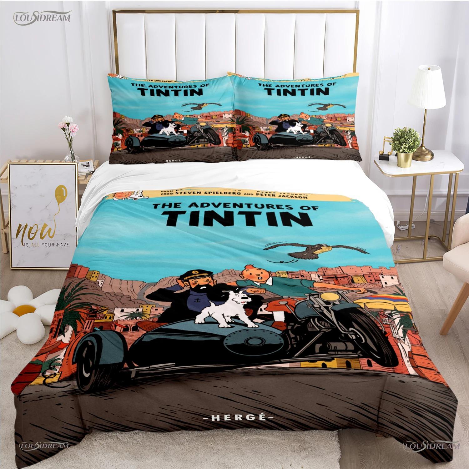 

Cute T-Tintines All Season Duvet Cover Cartoon Funny Bedding Sets Soft Quilt Cover and Pillowcases Teen Single/Double/Queen/King AU Single 140x210cm