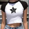 2KWEIRD Female Y2K Clothes Star Tops Women Tshirt Harajuku Retro Fashion Gothic Short Sleeve Crop Sexy Tops Aesthetics Tops Short Navel