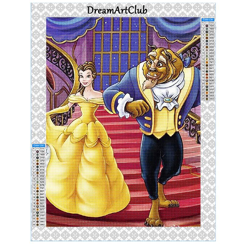 Diamond Mosaic Beauty and The Beast Painting Picture Rhinestones AB Drill Princess Embroidery Cross Stitch Wall Decor