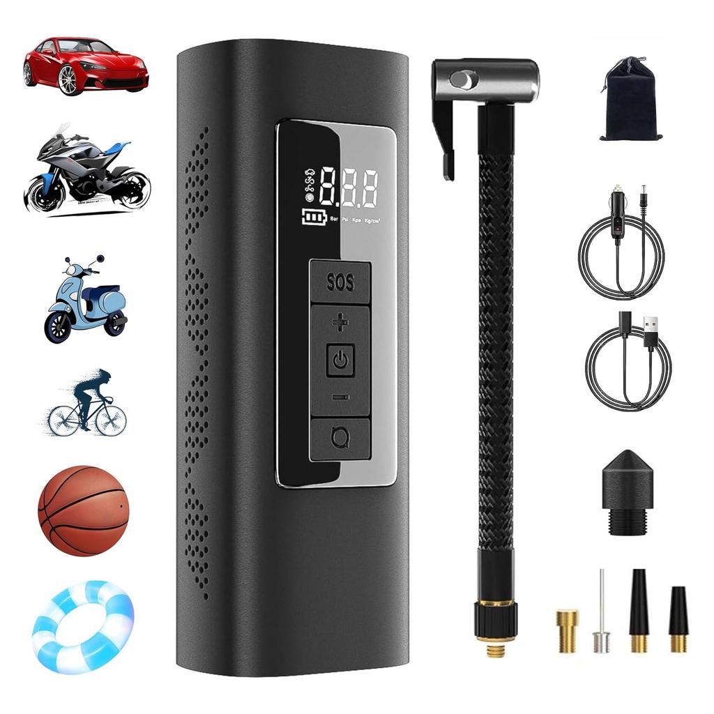 Portable Air Compressor Electric Car Pump Automatic MotorcyclesTire Inflator Digital Pressure Gauge Detect with LED Lamp