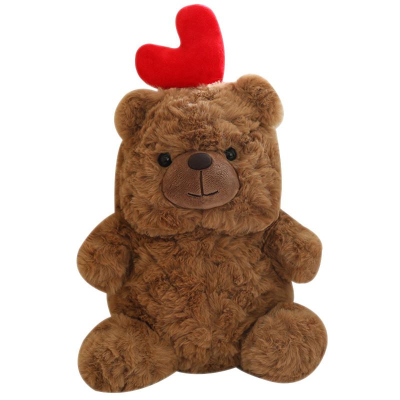 Brown Love Heart Teddy Bear Animal Stuffed Plush Toy Cartoon Gifts Children